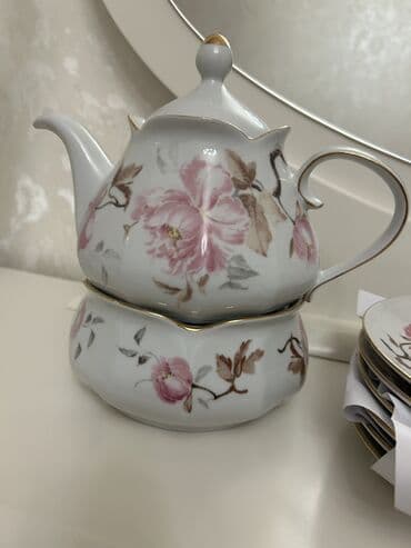 çay dəsti: Çay dəsti, rəng - Ağ, Farfor, 6 nəfərlik, Almaniya — 5