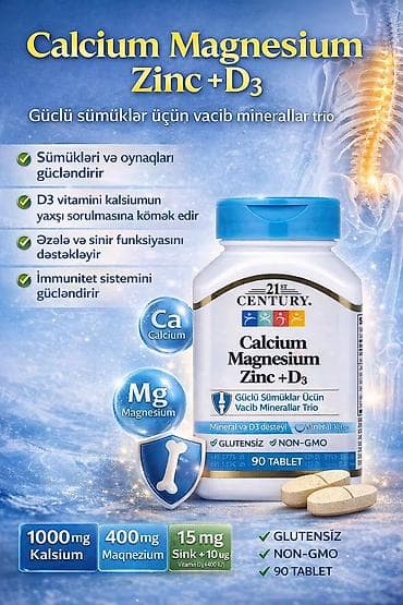 21st Century Calcium Magnesium Zinc + D3 – güclü sümüklər üçün vacib