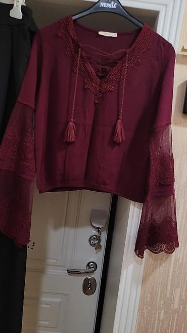 qaqa desti: Qadın geyim dəsti - Brend bluz: Kakao Suit - Rənglər: bordo bluz — 7