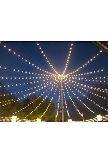 led işq: Günəş enerjisi ilə işləyən işıqlar dekorativ, sarı rəngli, 10 metr — 9