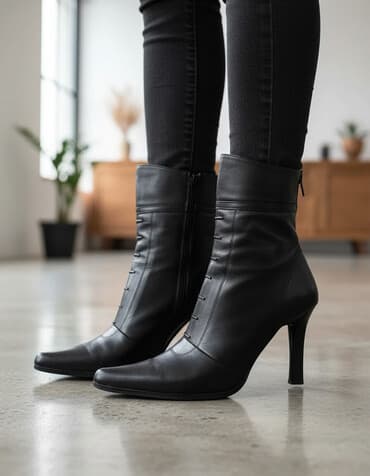 qadınlar üçün demisezon zamşa botfortlar: Ölçü: 38, rəng - Qara, İşlənmiş — 1