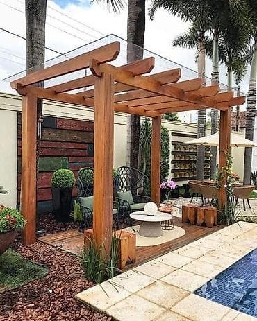 qazon suvarma sistemi: Açıq Hava Taxta Pergola Sistemi - Material: Keyfiyyətli təbii ağac — 4