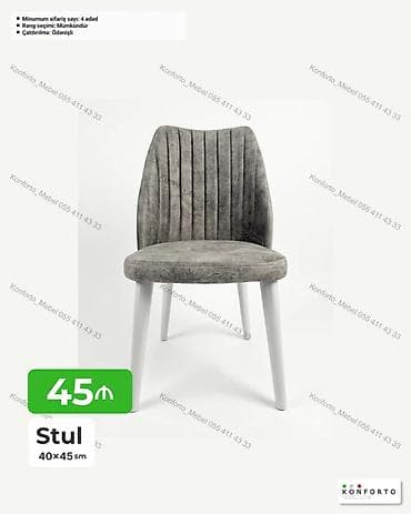 Stul – 40×45 sm - Yumşaq, rahat oturacaq və bel hissəsi - Şaquli — 1