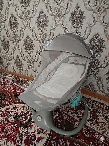 Uşaq üçün elektrikli beşik/sallanacaq kreslo - Rəng: boz - Mesh cibək
