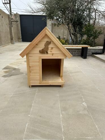 it üçün zəncir: Taxta it evi 1x60 - Material: təbii ağacdan yığılmış, hamar işlənmiş — 2
