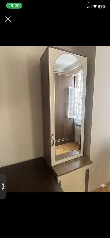 Güzgülü asılqan-dolab kombini - Material: laminat/MDFlam ağ-krem və