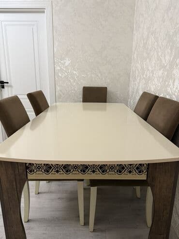 stol stul metbex: Qonaq otağı üçün, Açılmayan, Dördbucaq masa, 6 stul — 2