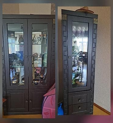 tek dolablar: Qonaq otağı üçün vitrinin dəsti - Material: keyfiyyətli laminat/MDF — 1