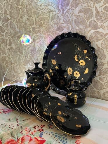 чайный сервис: Çay dəsti, rəng - Qara, Farfor, 12 nəfərlik — 1
