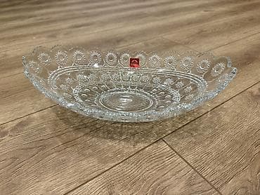 Şüşə meyvə/şirniyyat qabı – dekorativ naxışlı, oval forma - Material