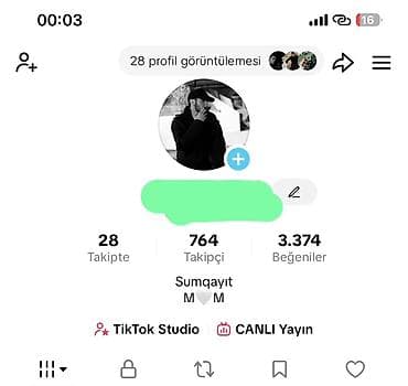 TikTok hesabı satılır - Platform: TikTok - Profil göstəriciləri: 764