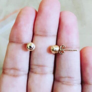 золотые комплекты с бриллиантами в баку: Серьги, Желтое золото, 585 проба, 1 г — 1