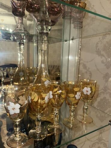 meyvə tərəvəz satışı: Dekorativ qab-qacaq dəsti - Kobalt mavi rəngli 2 ədəd şüşə vaza: oval — 11