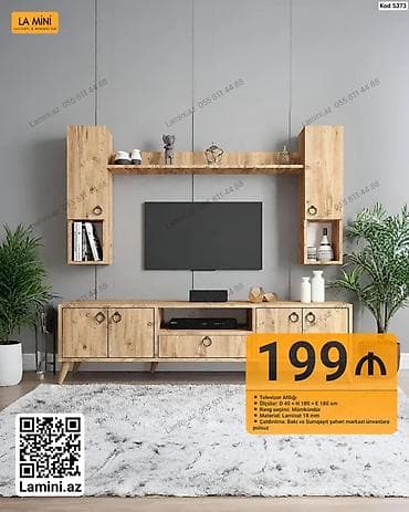 dekor ref: Məhsul: Televizor altlığı və asma rəf dəsti (Kod: 5373) - Ölçülər: D — 1