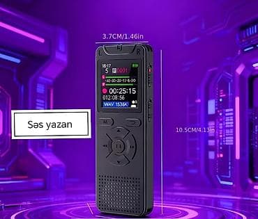 Diktofonlar: Rəqəmsal səs yazan qurğu - Ölçü: 10.5 sm x 3.7 sm (4.13 in x 1.46 — 1