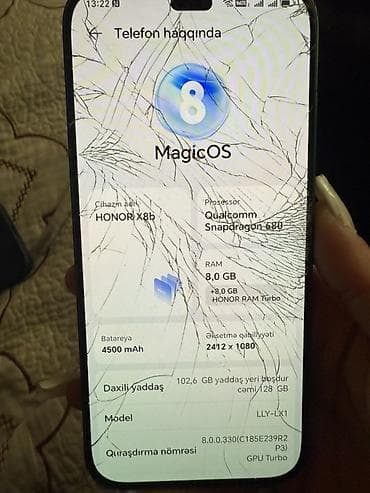 dreamstar oneplus x mini hd: Honor X8b, 128 GB, rəng - Yaşıl, Qırıq — 1