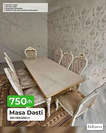 Masa Dəsti – 90×160/200 sm - Açılan mexanizmli masa: kompakt ölçüdən