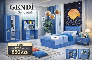 GENDİ – Gənc otağı dəsti - Rəng: Kral mavi, qızılı haşiyələr - — 1