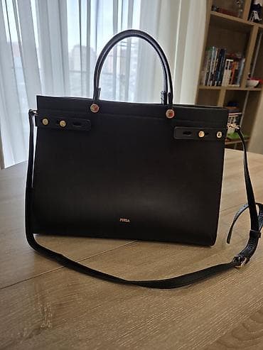 Ювелирные изделия: Furla qadın çantası – klassik qara rəng - Material: hamar dəri - — 2