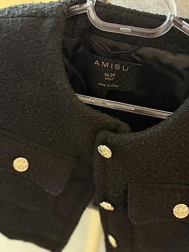 kolej jaket: AMISU qadın jaketi - Model: qısa kəsim, yaxasız (round neck) klassik — 2