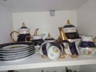 Çay dəsti, rəng - Göy, Şüşə