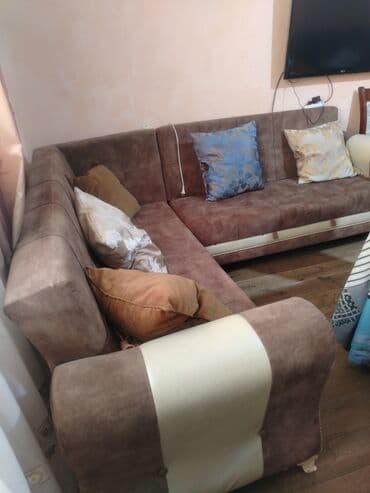 metbex kunc divanlari: Künc divan dəsti acilan - L formalı künc divan, yumşaq süet tipli — 2