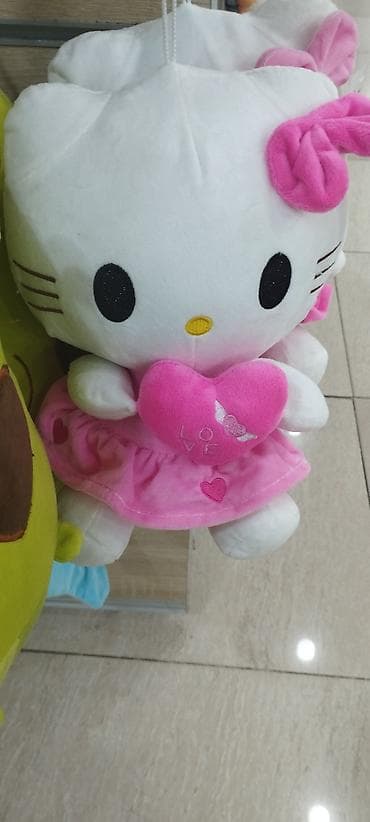 oyun masa: Plyuş oyuncağı – ağ pişik obrazı - Yumşaq, toxunuşa xoş materialdan — 1