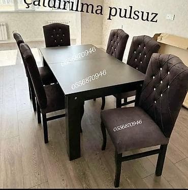 Qonaq otağı üçün, Yeni, Açılmayan, Dördbucaq masa, 6 stul — 3