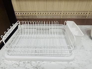 paltar qurutma asilqani: Süzgəcli qab-qacaq qurudan rəf - Rəng: ağ - Material: metal karkas — 8