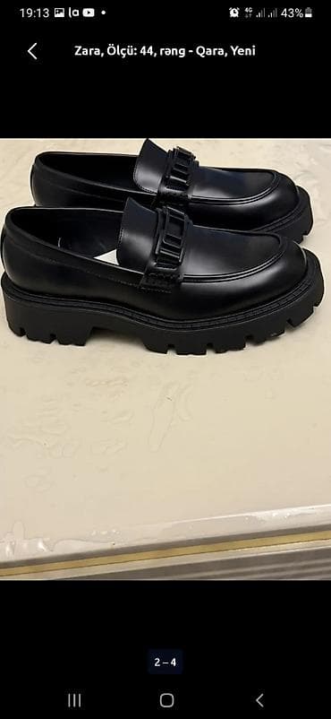 Мужская обувь: Zara kişi loaferləri - Rəng: qara - Ölçü: 44 - Model: qalın rellefli — 1