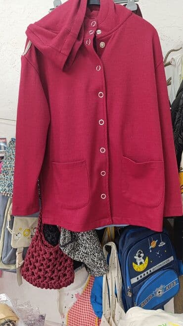nazik jaketlər: Qadınlar üçün qırmızı kapüşonlu kardiqan/üst geyimi - Rəng: tünd — 1