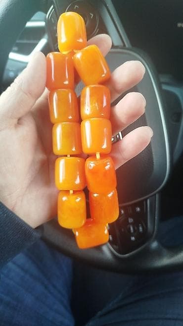 40 duyme sirga: Kəhrəba rəngli təsbeh - Material: parlaq narıncı tonlarda — 2