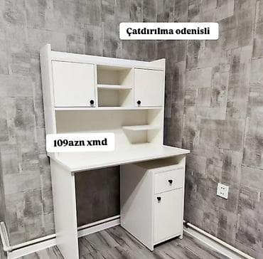 Düz masa, Stulsuz, Polkalı, Siyirməli, Mat laminat