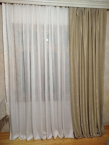 İkiqat pərdə dəsti - Tərkib: 1 ədəd şəffaf tull (ağ rəngdə) + 1 ədəd — 3