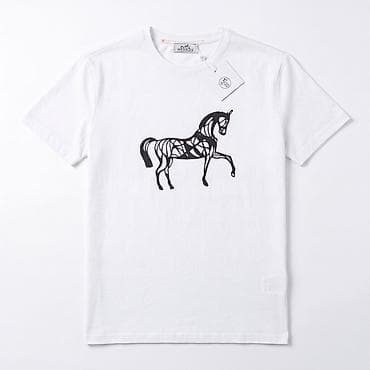 Футболки: Hermès kişi T‑şörtü – “At” qrafik printi - Model: qısaqol, klassik — 4