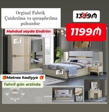 işlenmiş termolar: İkinəfərlik çarpayı, Termo, Dolab, 2 tumba, Azərbaycan, Yeni — 3