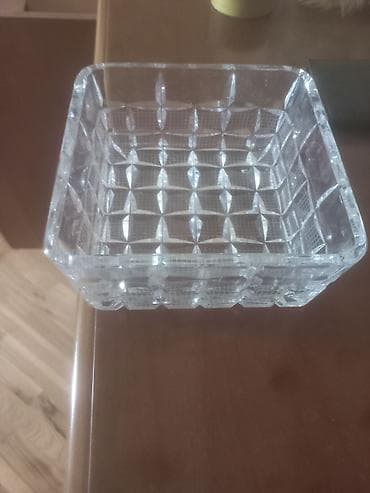meyve qabı: Cutu 2 ededdirKvadrat formalı şüşə/kristal meyvə və şirniyyat qabı — 2