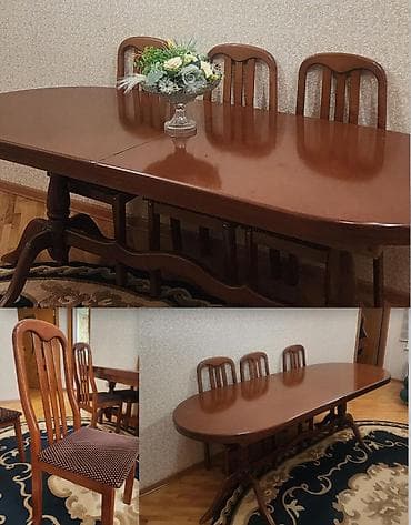 dəst mebel: Masa desti stul 6 eded Stol ozu iste umumi 12 neferlikdir.Uz 2.20 — 1