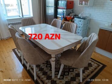 stol desdi: Qonaq otağı üçün, Yeni, Açılmayan, Dördbucaq masa, 6 stul — 14