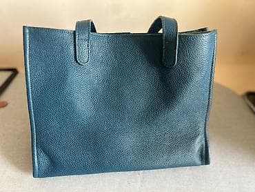 deri canta: Mavi rəngli dəri tote çanta.Bolqarıstandan alınıb.Əla — 1