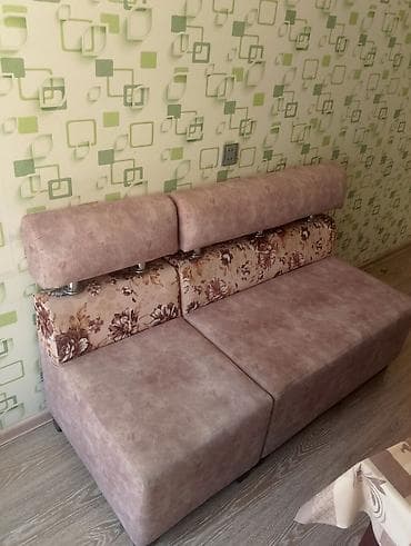 İki hissəli kompakt divan - Dizayn: Pudra/boz çalarlı yumşaq parça — 2
