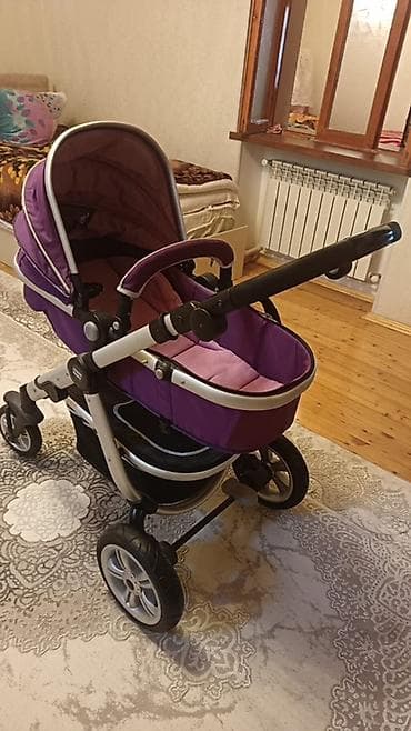 Uşaq arabası – bənövşəyi rəng, alüminium karkaslı, 4 təkərli