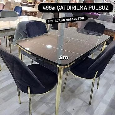 turk soba: Mətbəx üçün, Yeni, Açılan, Dördbucaq masa, 4 stul — 2