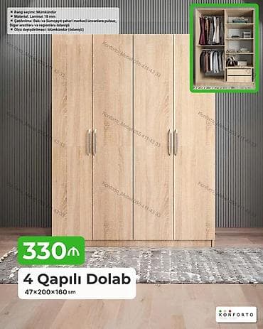Mebel: 4 qapılı geyim dolabı Ölçü: 47×200×160 sm Material: 18 mm laminat — 1