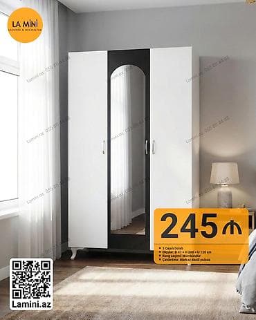 hamam dolapları: 3 qapılı dolab – La Mini - Ölçülər: D 47 x H 200 x U 120 sm - Rəng — 1