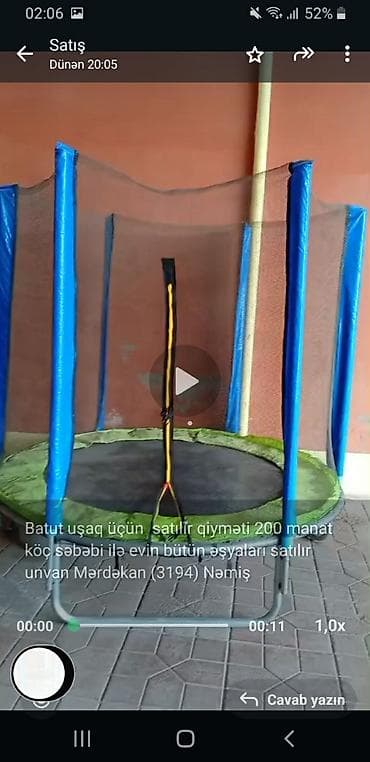 Batut uşaq üçün satılır qiyməti 200 manat köç səbəbi ilə evin bütün