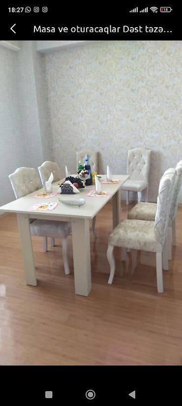 Qonaq otağı üçün, Açılan, Dördbucaq masa, 6 stul — 1