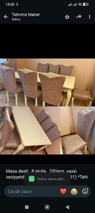 balkon stul: Masa desti. 8 stulla. 330azn. yaxsi veziyyetde ünvan nerimanov — 1
