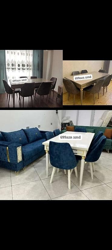 oturan stullar: Yemək otağı üçün 6 nəfərlik masa-stul dəsti. Xüsusiyyətlər: - — 1