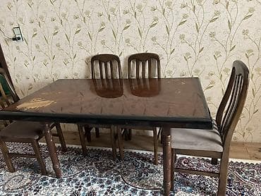 Qonaq otağı üçün, Açılmayan, Dördbucaq masa, 6 stul — 2